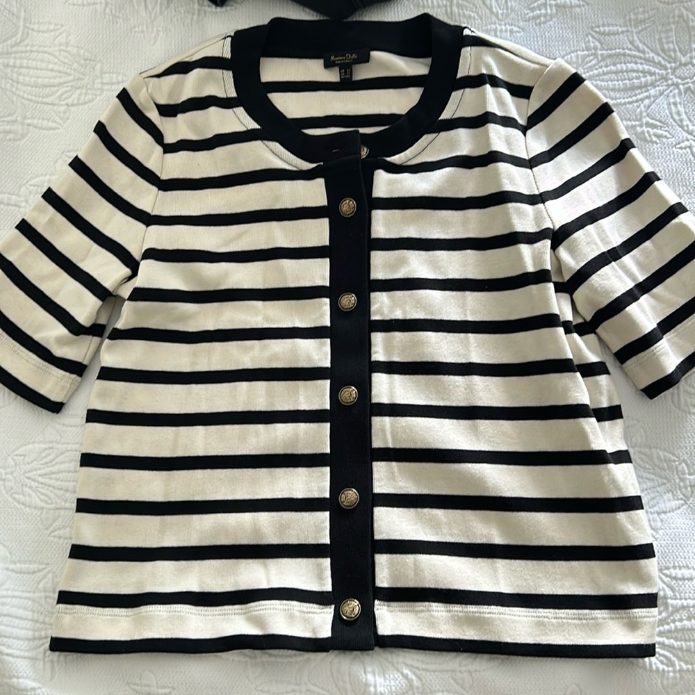 Massimo Dutti Crop Stripe Cardigan